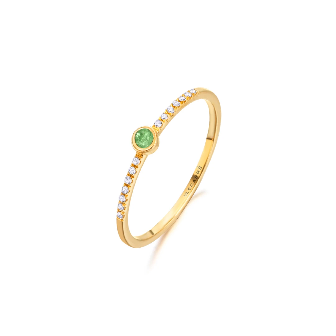 Anel LECARRÉ Esmeralda e Diamantes Ouro 18k GA105ES