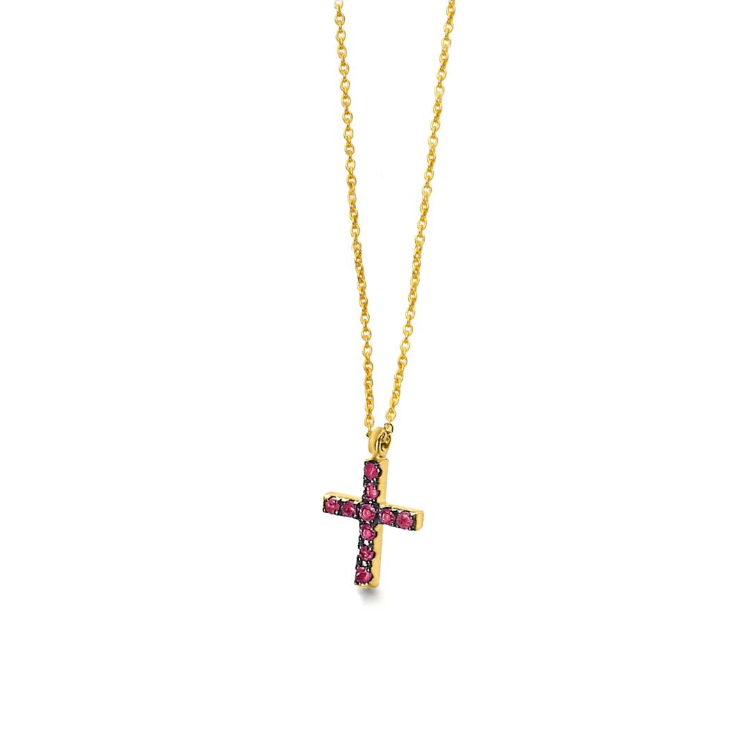 Colar LECARRÉ Cruz Rubis Ouro 18k GD101OA.RU
