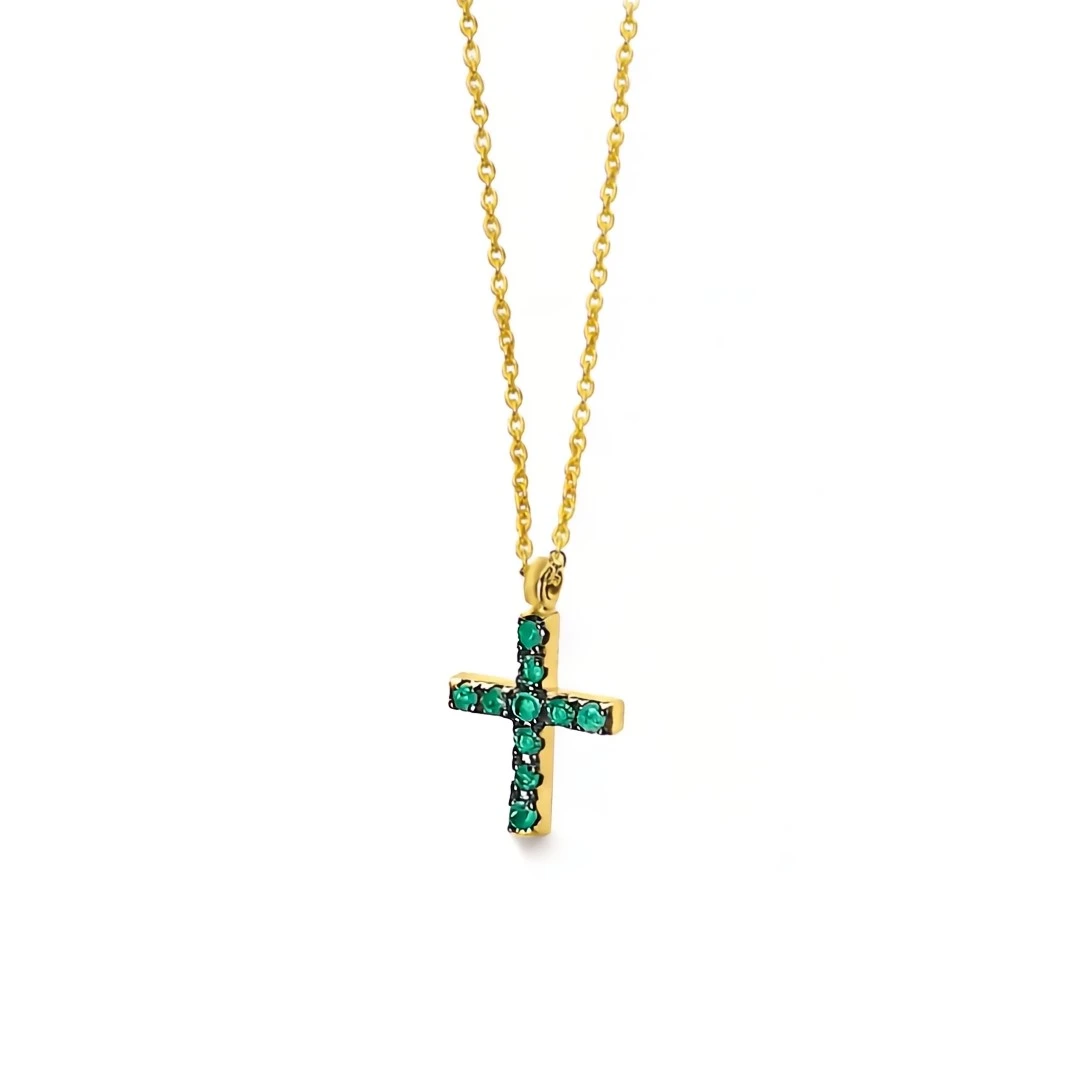 Colar LECARRÉ Cruz Esmeraldas Ouro 18k GD101OA.ES