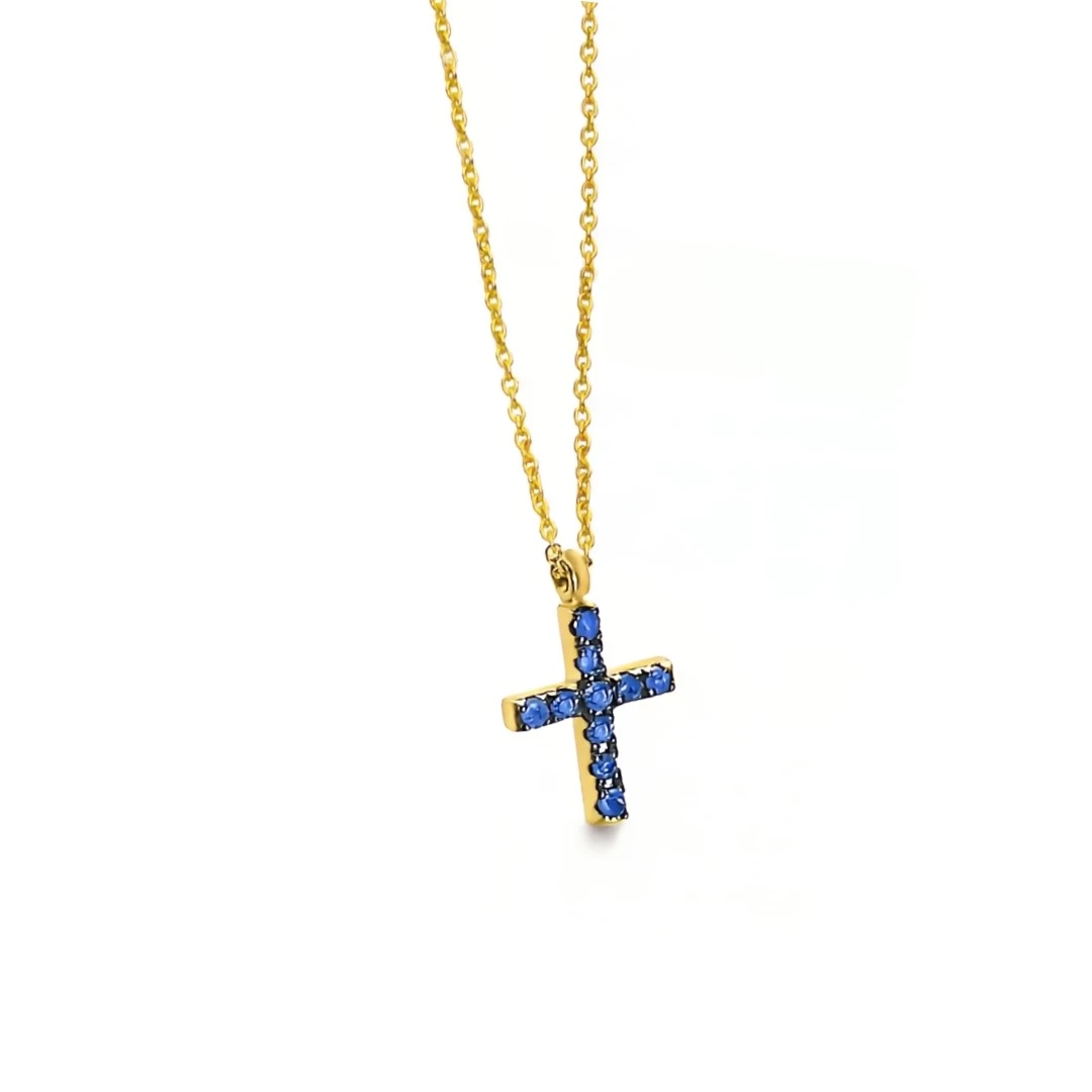 Colar LECARRÉ Cruz Safiras Ouro 18k GD101OA.ZA