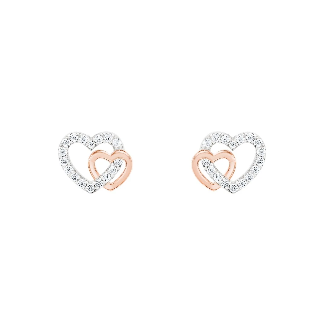 Brincos UNIKE Classy Two Hearts UK.BR.1204.0151